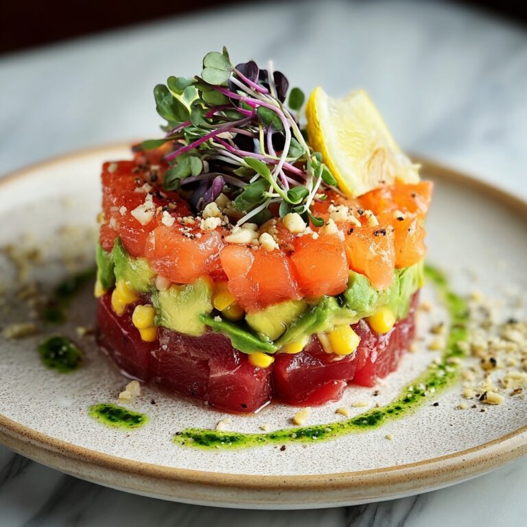 Salmon Tartare with Beetroot, Avocado, and Lemon Vinaigrette Recipe