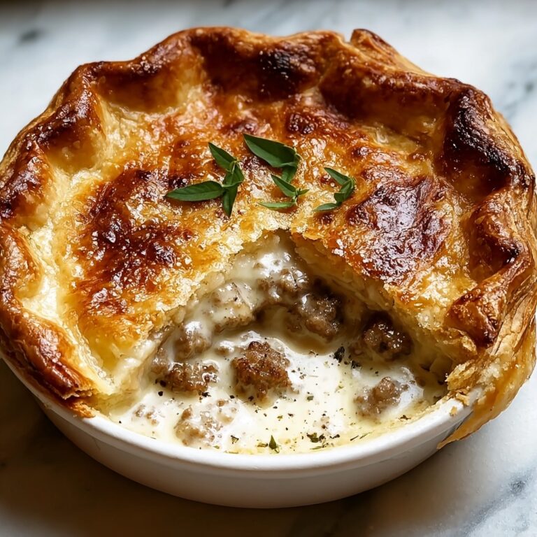 Creamy Sausage Pie with Flaky Puff Pastry Recipe