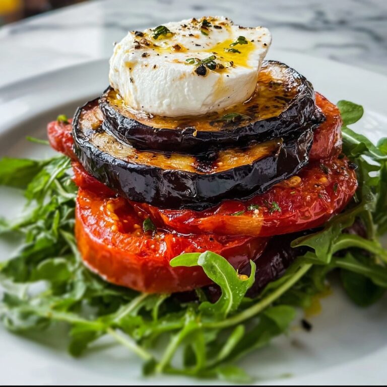 Grilled Eggplant Ratatouille with Fresh Cheese and Arugula Recipe