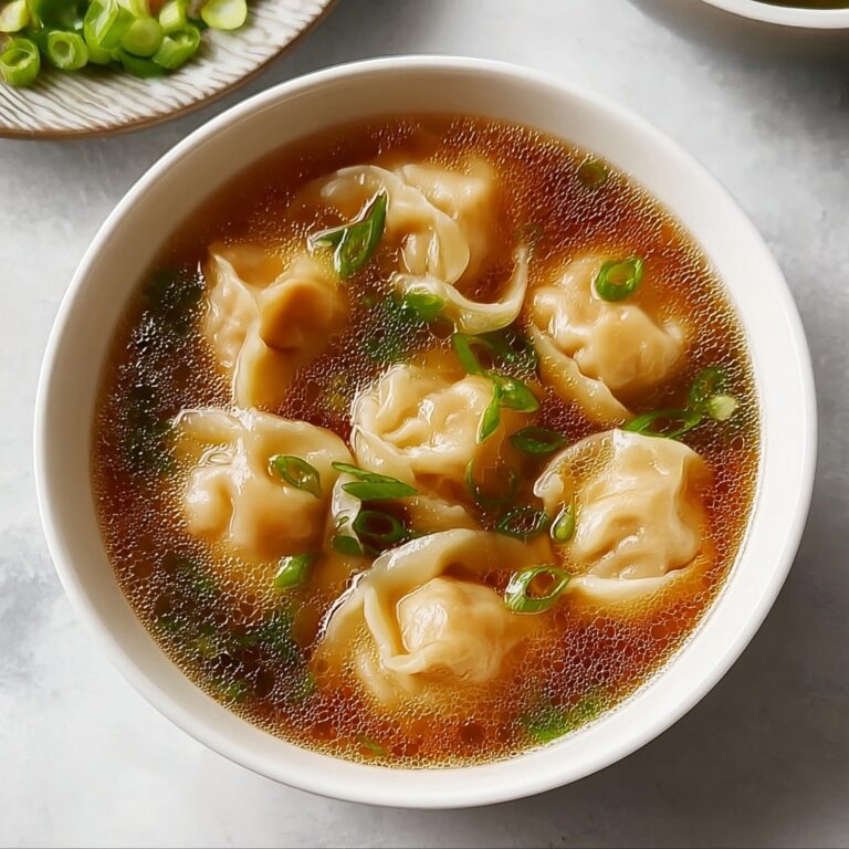 Savory Wonton Soup with Ground Pork and Greens Recipe