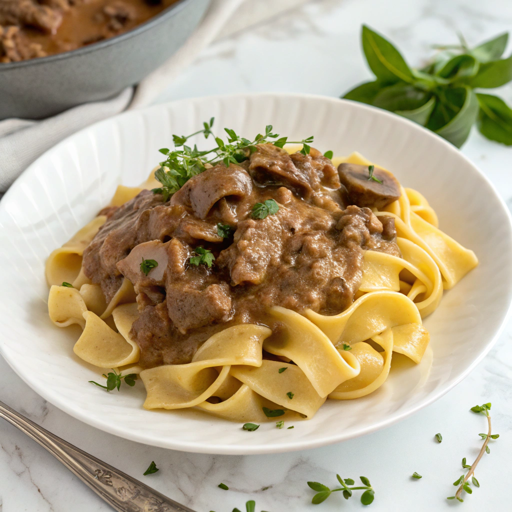 Quick and Easy Ground Beef Stroganoff Recipe - Recipe Image