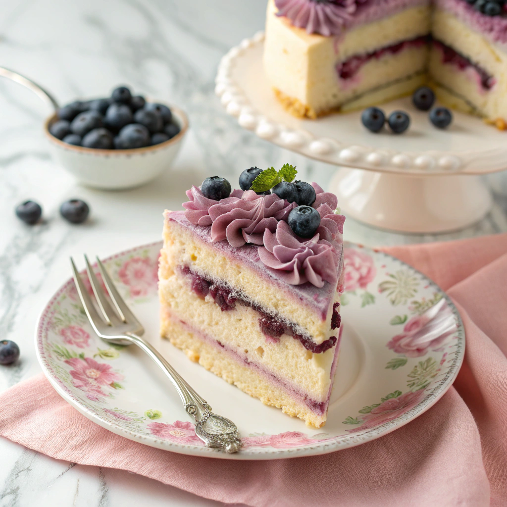 Blueberry Cream Cake Recipe - Recipe Image