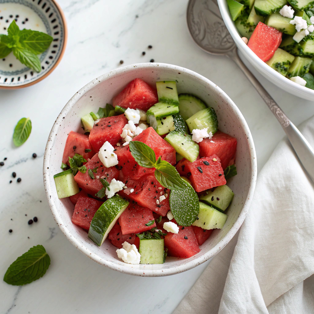 Watermelon Feta Cucumber Salad Recipe - Recipe Image