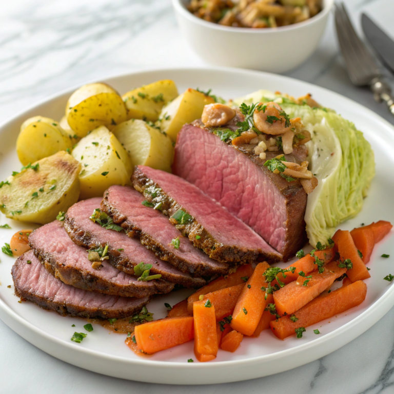 Corned Beef and Cabbage Recipe with Roasted Red Potatoes and Horseradish Sauce Recipe