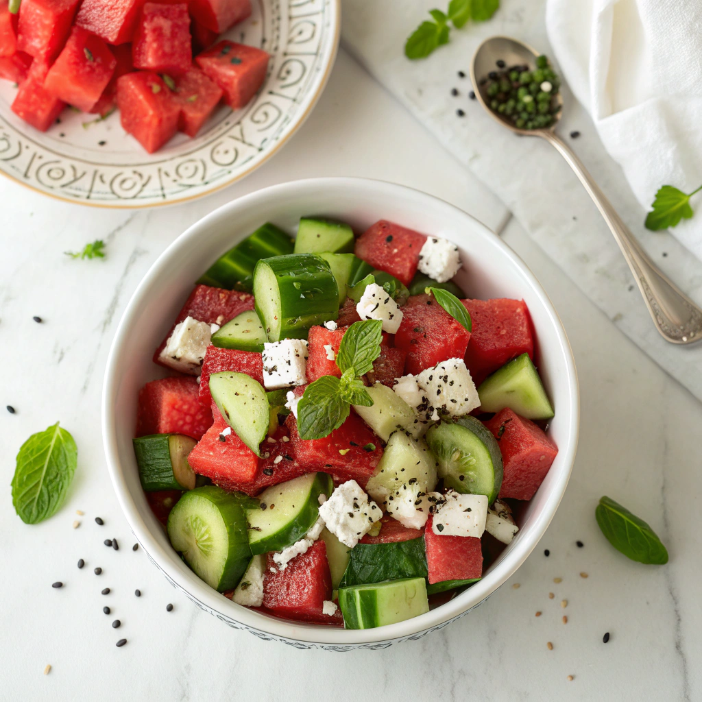 Watermelon Feta Cucumber Salad Recipe - Recipe Image