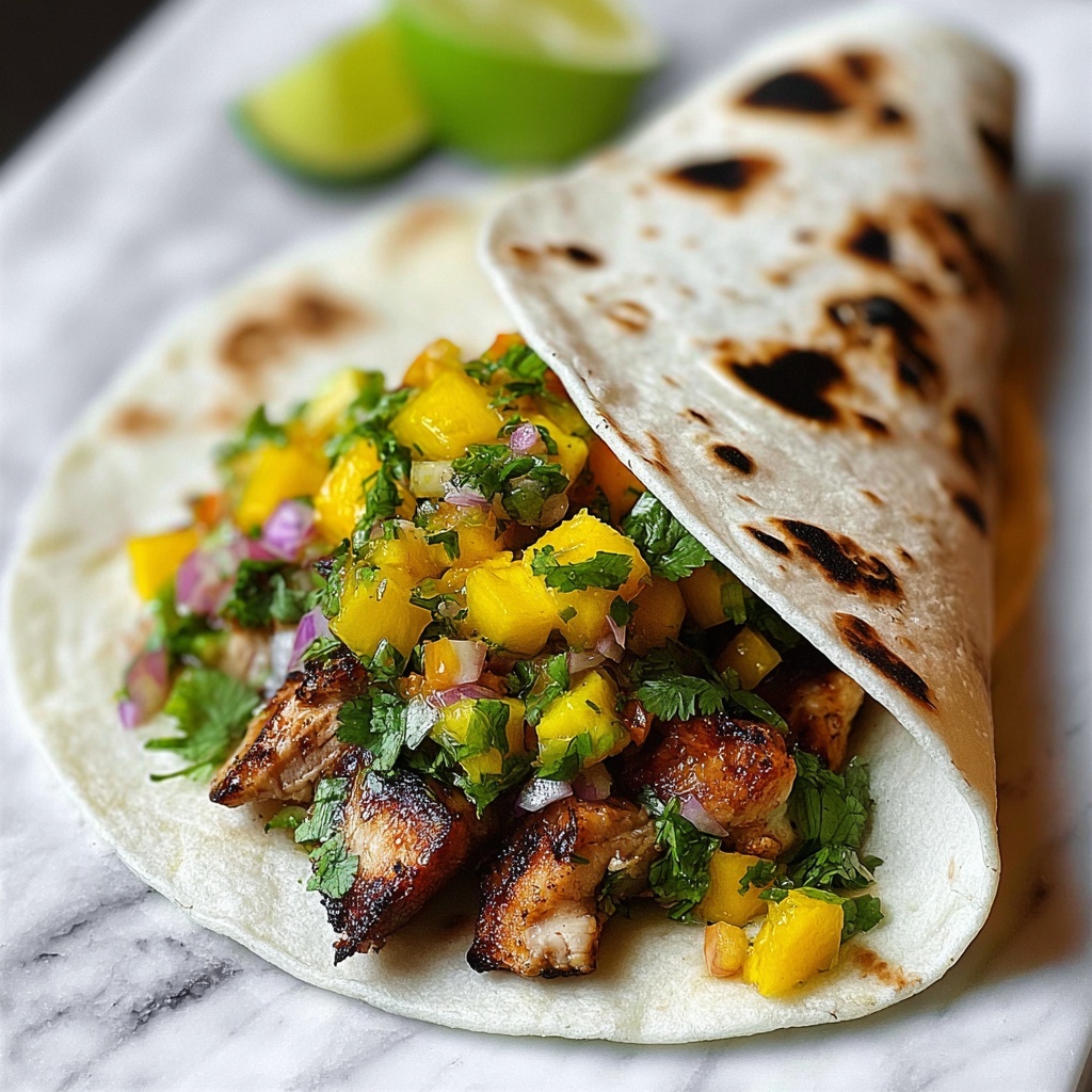 Jerk Chicken Burritos with Mango Salsa Recipe - Recipe Image