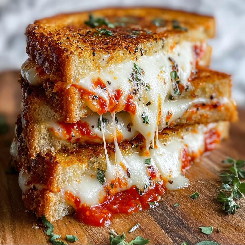 Garlic Parmesan Pizza Grilled Cheese Recipe - Recipe Image