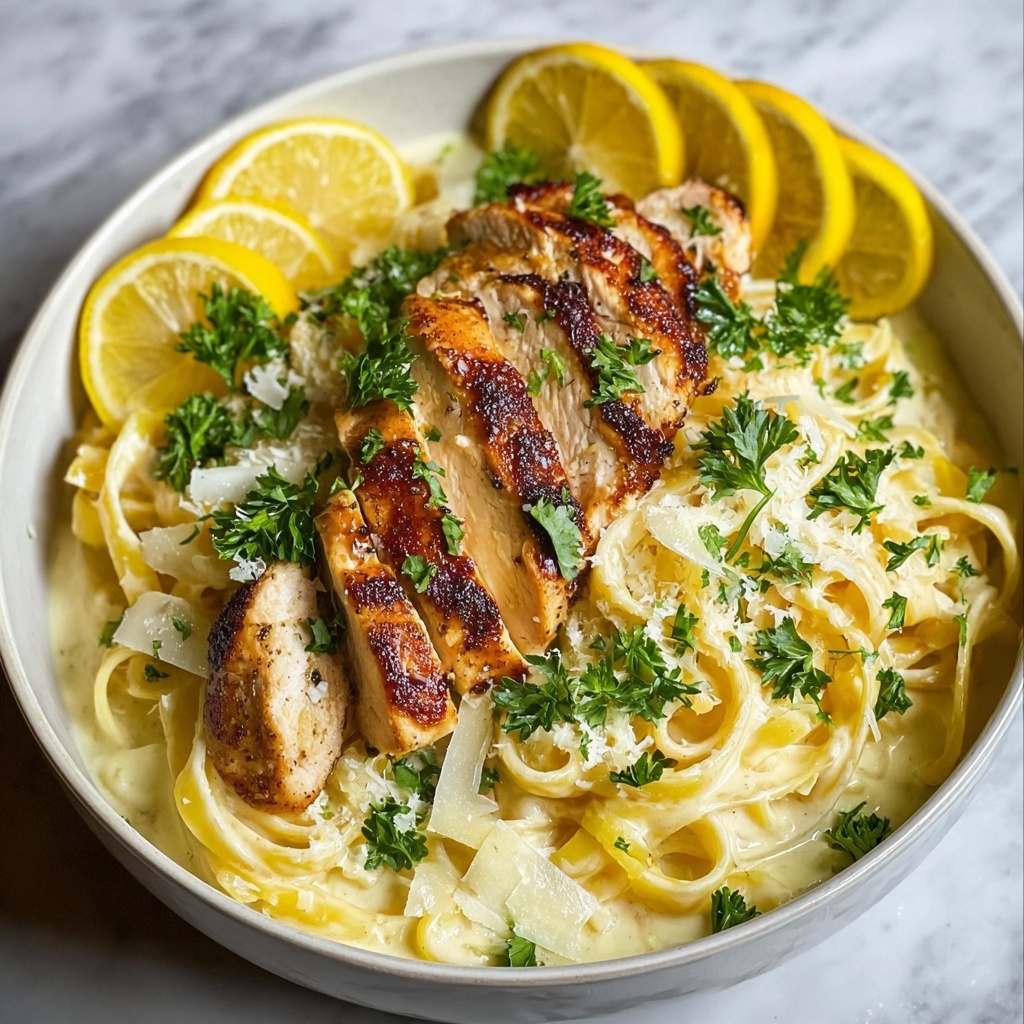 Lemon Chicken Pasta</s> Recipe – Recipe Image” class=”wp-image-17928″/></figure>
<h3>Garnishes</h3>
<p>Fresh parsley is a classic, adding bright color and a slight herbal freshness that cuts through the creaminess. Lemon slices don’t only decorate the plate — they give the dish an inviting sunny look and an option to add an extra squeeze of lemon for those who love a little more tang.</p>
<h3>Side Dishes</h3>
<p>This Lemon Chicken Pasta</s> Recipe pairs beautifully with simple side dishes so the flavors shine. A crisp green salad with vinaigrette, steamed asparagus, or garlic sautéed spinach make light, fresh companions that enhance the meal without competing with its richness.</p>
<h3>Creative Ways to Present</h3>
<p>For an extra wow factor, serve this pasta in warm bowls topped with toasted pine nuts or a sprinkle of red pepper flakes for a gentle heat. You can also twirl portions onto individual plates, garnished with edible flowers or microgreens to impress guests at your next dinner party.</p>
<h2>Make Ahead and Storage</h2>
<h3>Storing Leftovers</h3>
<p>If you have leftovers (though it’s hard not to finish the whole dish!), store them in an airtight container in the refrigerator. The pasta will keep well for up to 3 days, allowing you to enjoy the delightful Lemon Chicken Pasta</s> Recipe again without losing the creamy texture or fresh flavors.</p>
<h3>Freezing</h3>
<p>Freezing this dish is not highly recommended due to the cream sauce, which can separate and change texture when thawed. However, if you must freeze, place it in a freezer-safe container, and consume within one month. Thaw overnight in the refrigerator before reheating gently.</p>
<h3>Reheating</h3>
<p>To reheat, warm the pasta gently on the stovetop over low heat, stirring frequently to restore the sauce’s creamy consistency. A splash of chicken broth or cream can help rejuvenate the dish if it looks too thick or dry after refrigeration.</p>
<h2>FAQs</h2>
<h3>Can I use other types of pasta for this recipe?</h3>
<p>Absolutely! While fettuccine or spaghetti is recommended for their ability to hold the sauce well, penne, linguine, or even farfalle can work beautifully in the Lemon Chicken Pasta</s> Recipe, offering slightly different textures and shapes for variety.</p>
<h3>Is there a way to make this recipe dairy-free?</h3>
<p>You can substitute heavy cream with a coconut cream or cashew cream alternative and use nutritional yeast in place of Parmesan to achieve a creamy texture and cheesy flavor. Keep in mind the flavor profile will be different, but still delicious and satisfying.</p>
<h3>How do I know when the chicken is cooked perfectly?</h3>
<p>The chicken strips should be golden brown on the outside and reach an internal temperature of 165°F (74°C). They’ll be firm yet juicy — avoid overcooking to keep them tender and moist in the pasta.</p>
<h3>Can I prepare this recipe ahead of time for a dinner party?</h3>
<p>Yes! You can cook the chicken and make the sauce ahead, then store them separately in the fridge. Just cook the pasta fresh before serving or toss it with the warm sauce and chicken right before guests arrive for the best taste and texture.</p>
<h3>What wine pairs well with Lemon Chicken Pasta?</h3>
<p>A crisp white wine like Sauvignon Blanc or Pinot Grigio complements the zesty lemon and creamy sauce wonderfully. These wines brighten the meal while balancing the richness of the dish.</p>
<h2>Final Thoughts</h2>
<p>I encourage you to dive into this Lemon Chicken Pasta</s> Recipe soon — it’s one of those dishes that effortlessly combines comfort and sophistication in every creamy, lemony bite. Once you make it, it’s bound to become a cherished favorite in your dinner rotation. Happy cooking and savor every delicious moment!</p>



<a class=