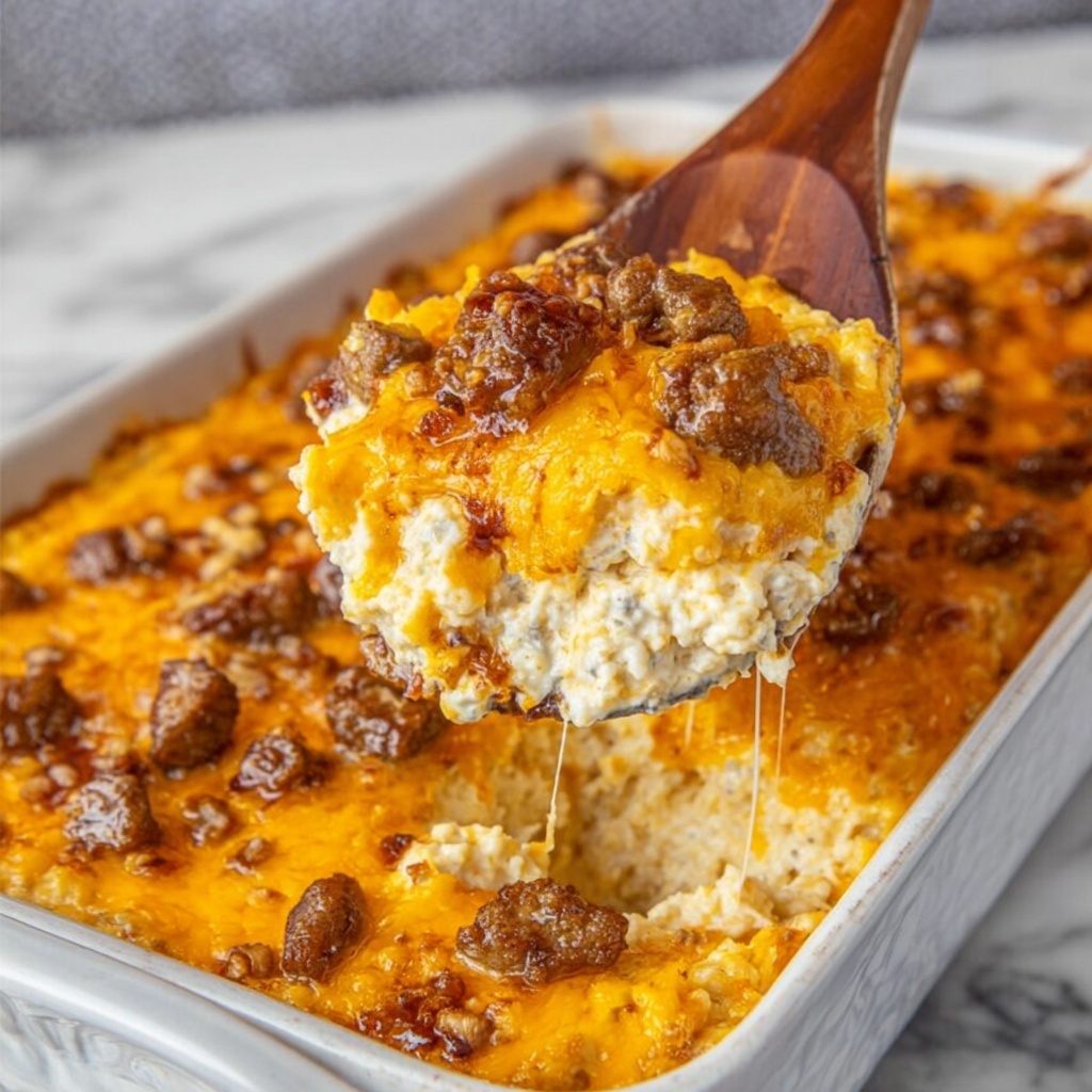 Sausage & Cream Cheese Grits Casserole Recipe - Recipe Image