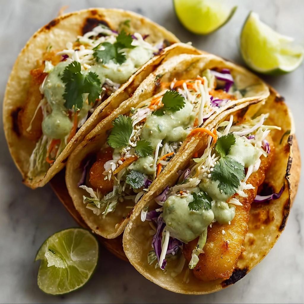 Crispy Fish Tacos with Cilantro Lime Slaw Recipe - Recipe Image