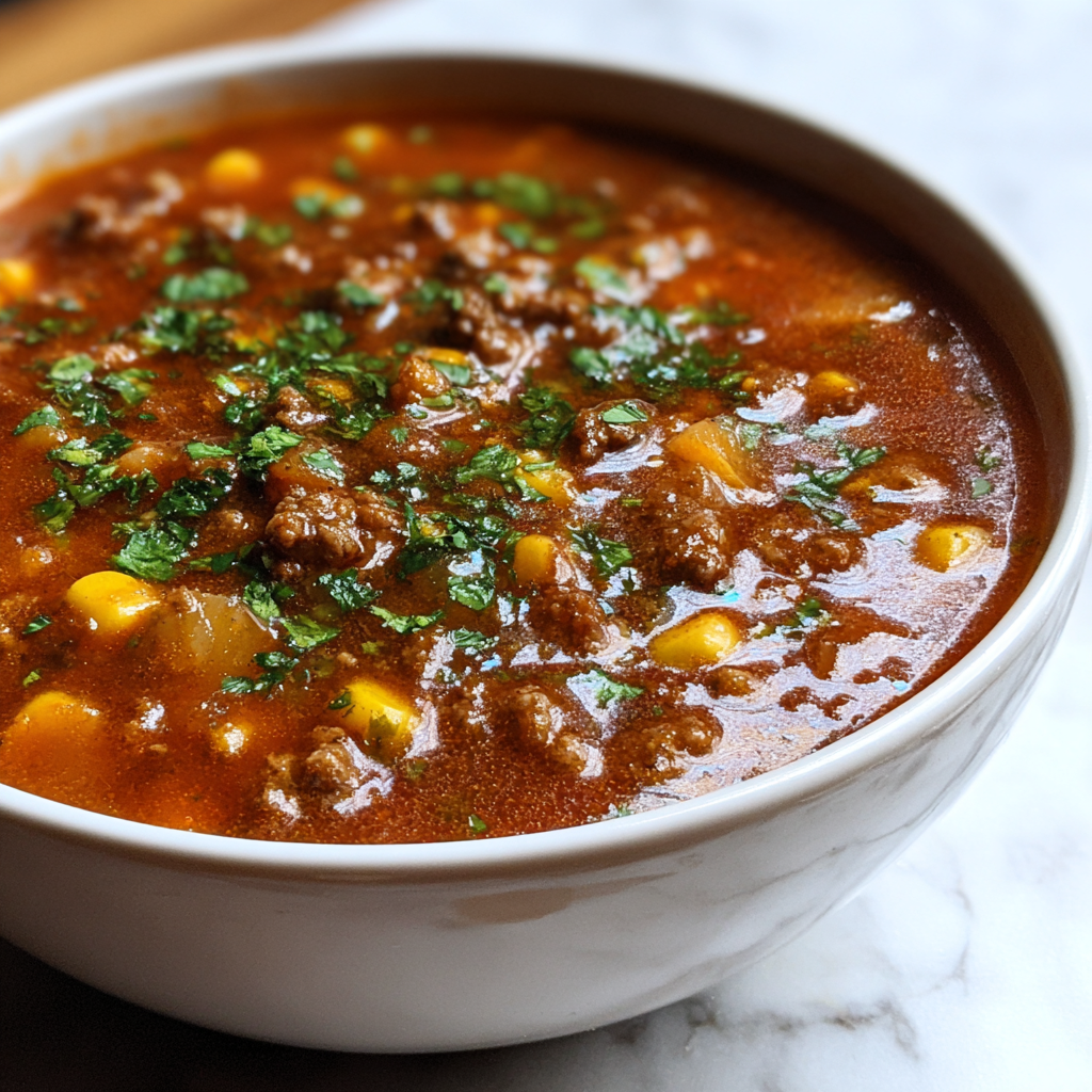 Ground Beef Enchilada Soup Recipe - Recipe Image