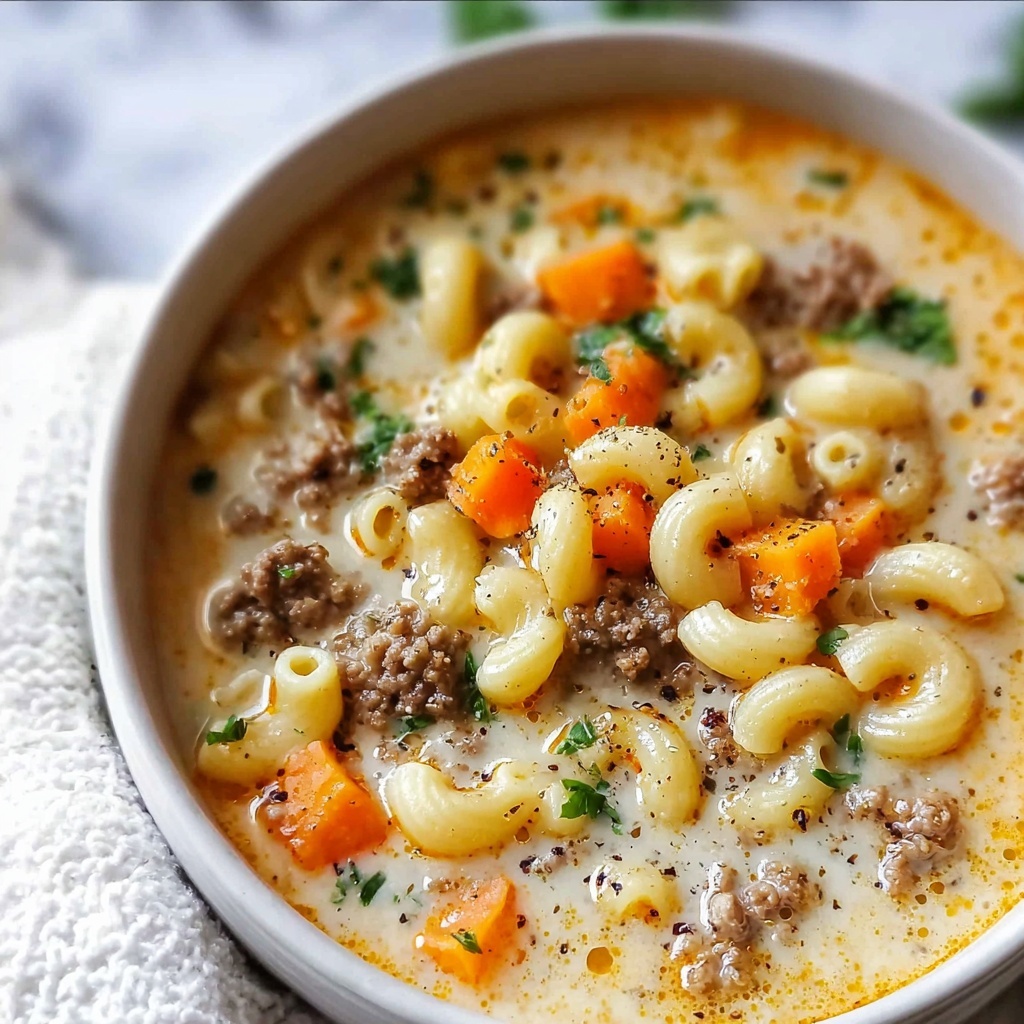 One-Pot Macaroni Cheeseburger Soup Recipe - Recipe Image
