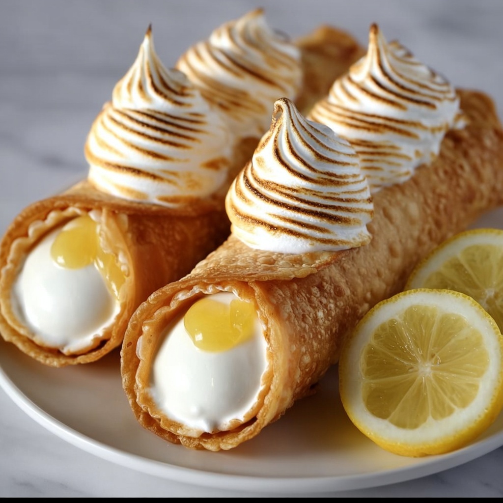 Zesty Lemon Meringue Pie Cannolis Recipe - Recipe Image