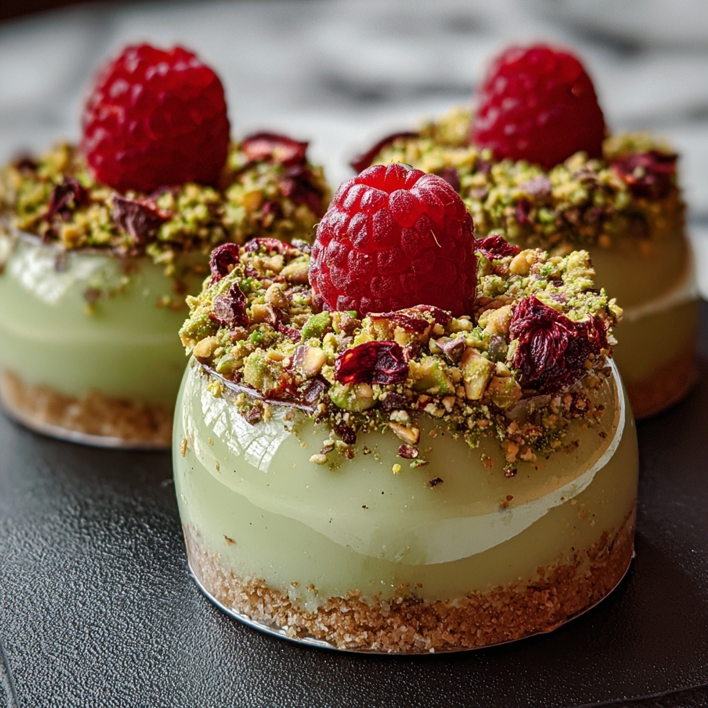 Pistachio & Raspberry Cheesecake Domes Recipe - Recipe Image