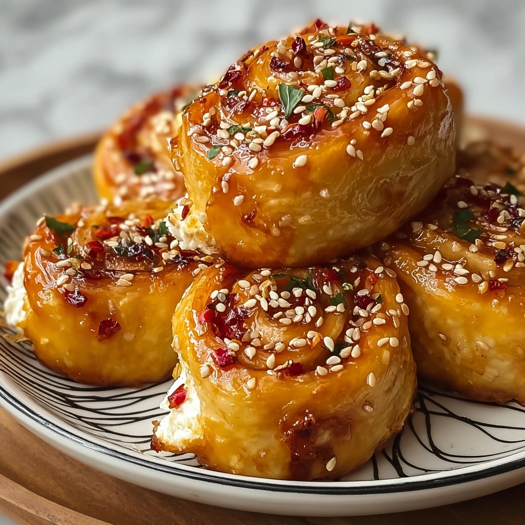 Oven Fried Feta Rolls with Chili Honey Recipe - Recipe Image