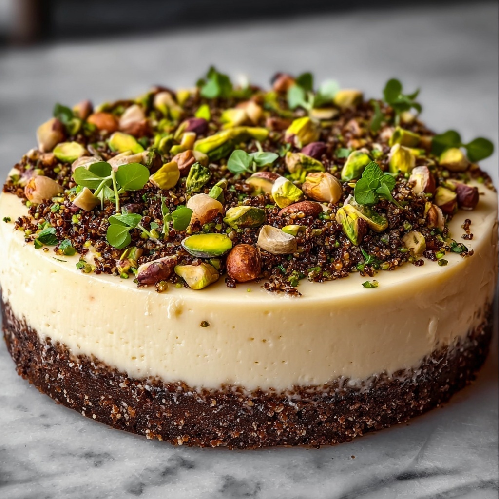 Pistachio and Mushroom Cheesecake with Feta & Parmesan Crust Recipe - Recipe Image
