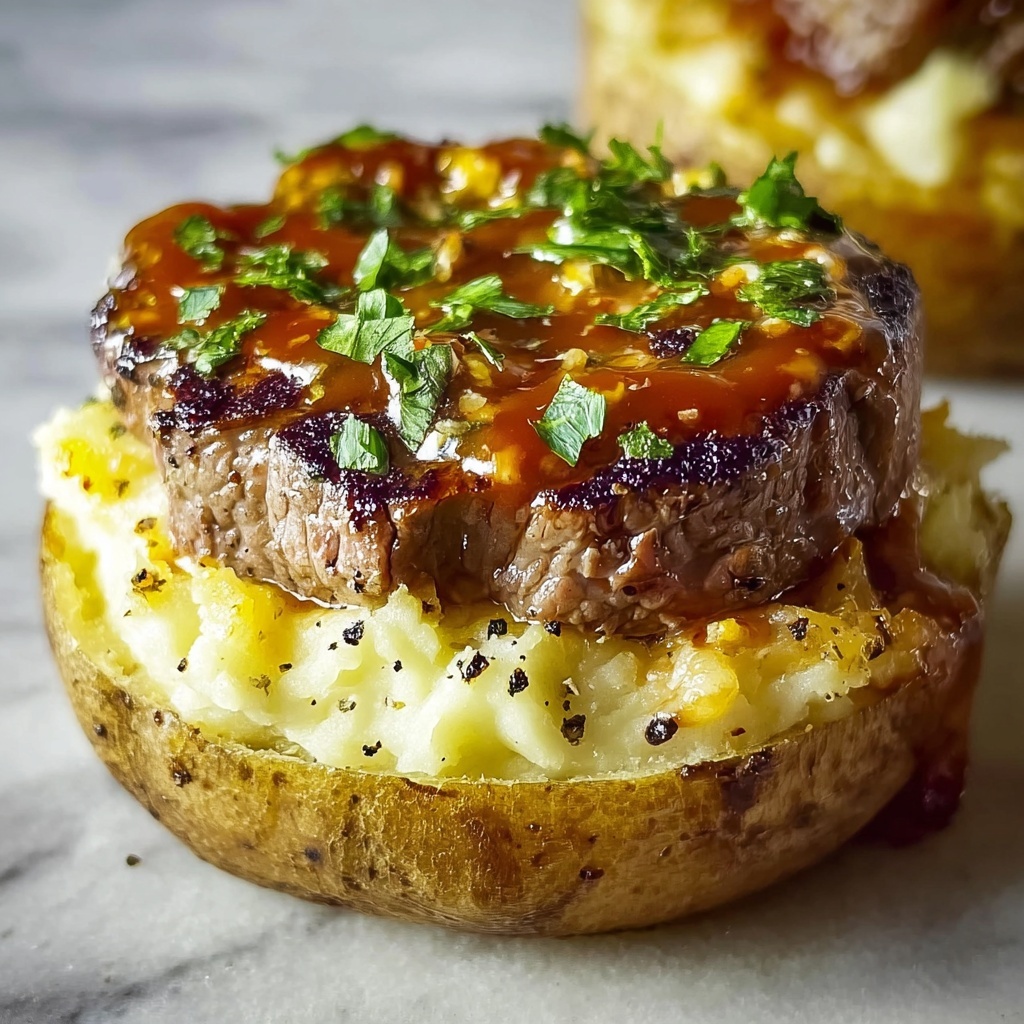 Hearty Steak Bites on Loaded Baked Potatoes Recipe - Recipe Image