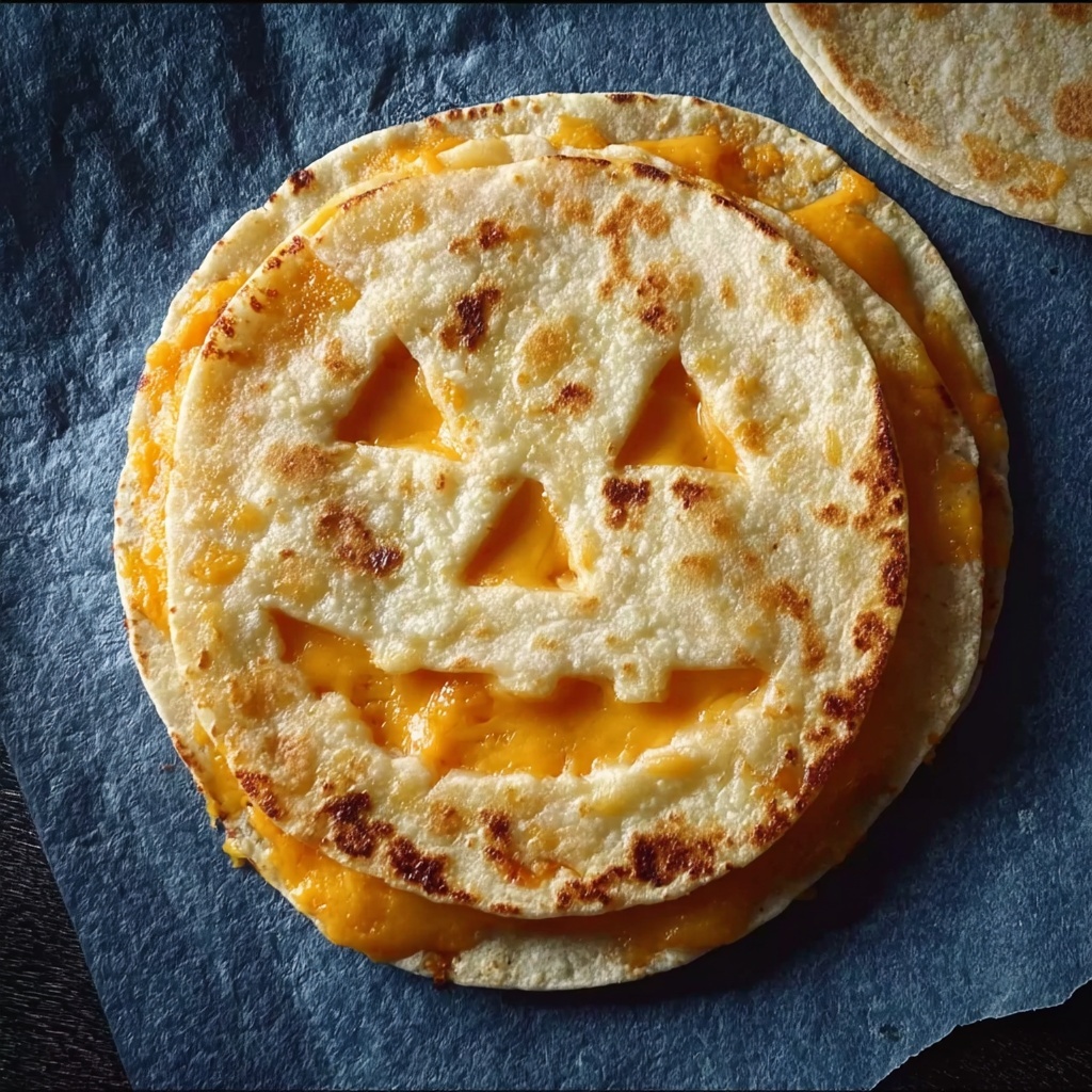 Jack-o-Lantern Cheese Quesadillas Recipe - Recipe Image