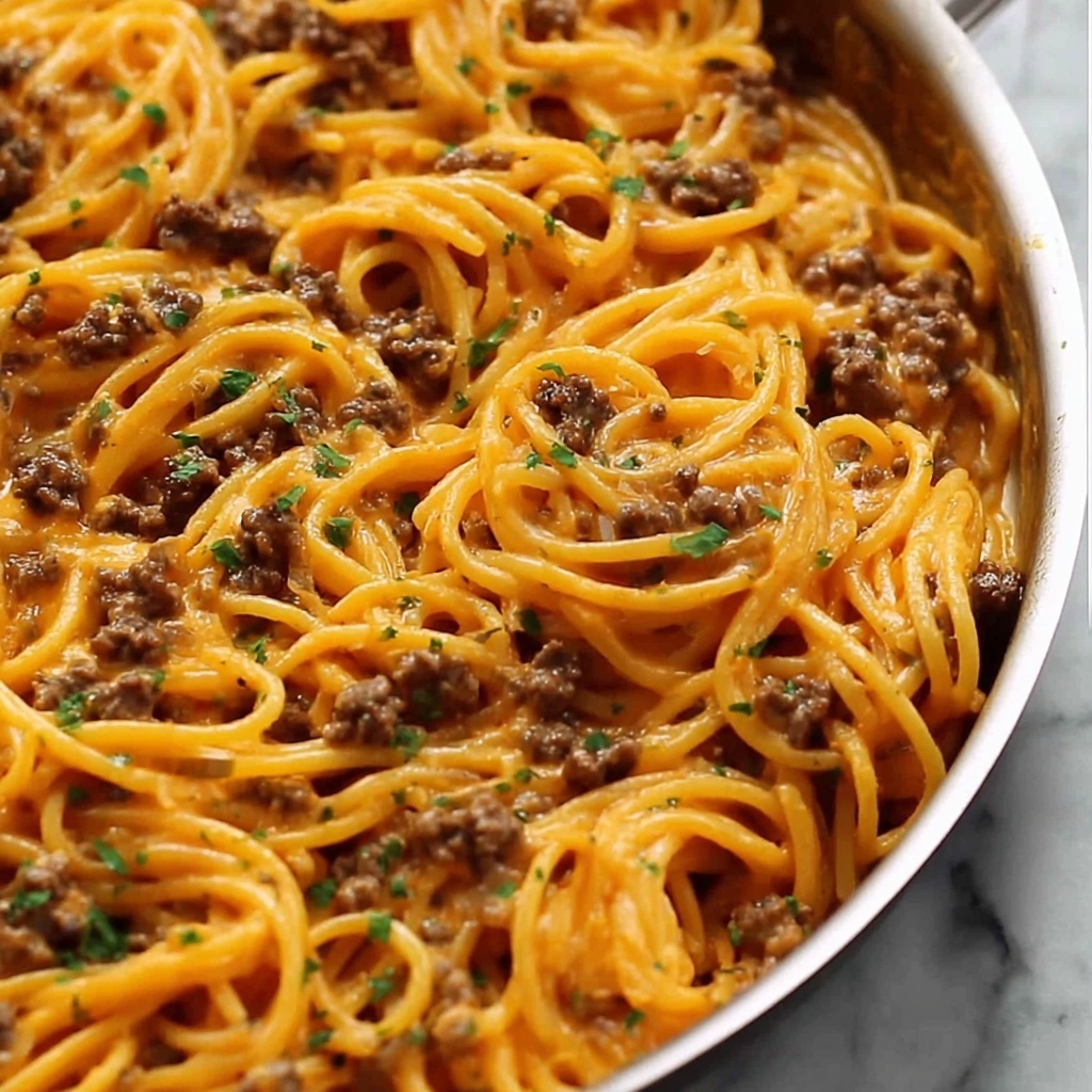 One-Pot Creamy Beef & Garlic Butter Pasta Recipe - Recipe Image