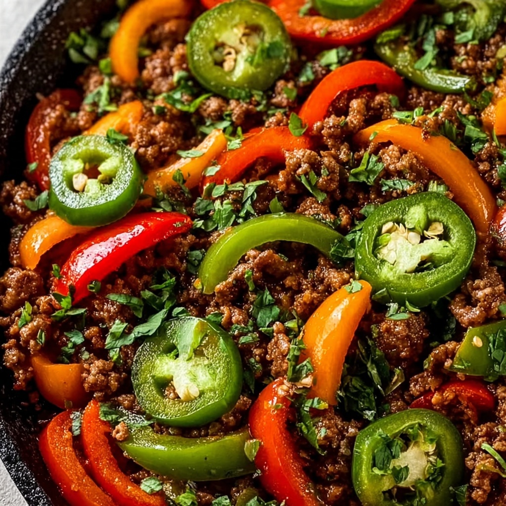 Spicy Jalapeño Popper Mediterranean Ground Beef Stir Fry Recipe - Recipe Image