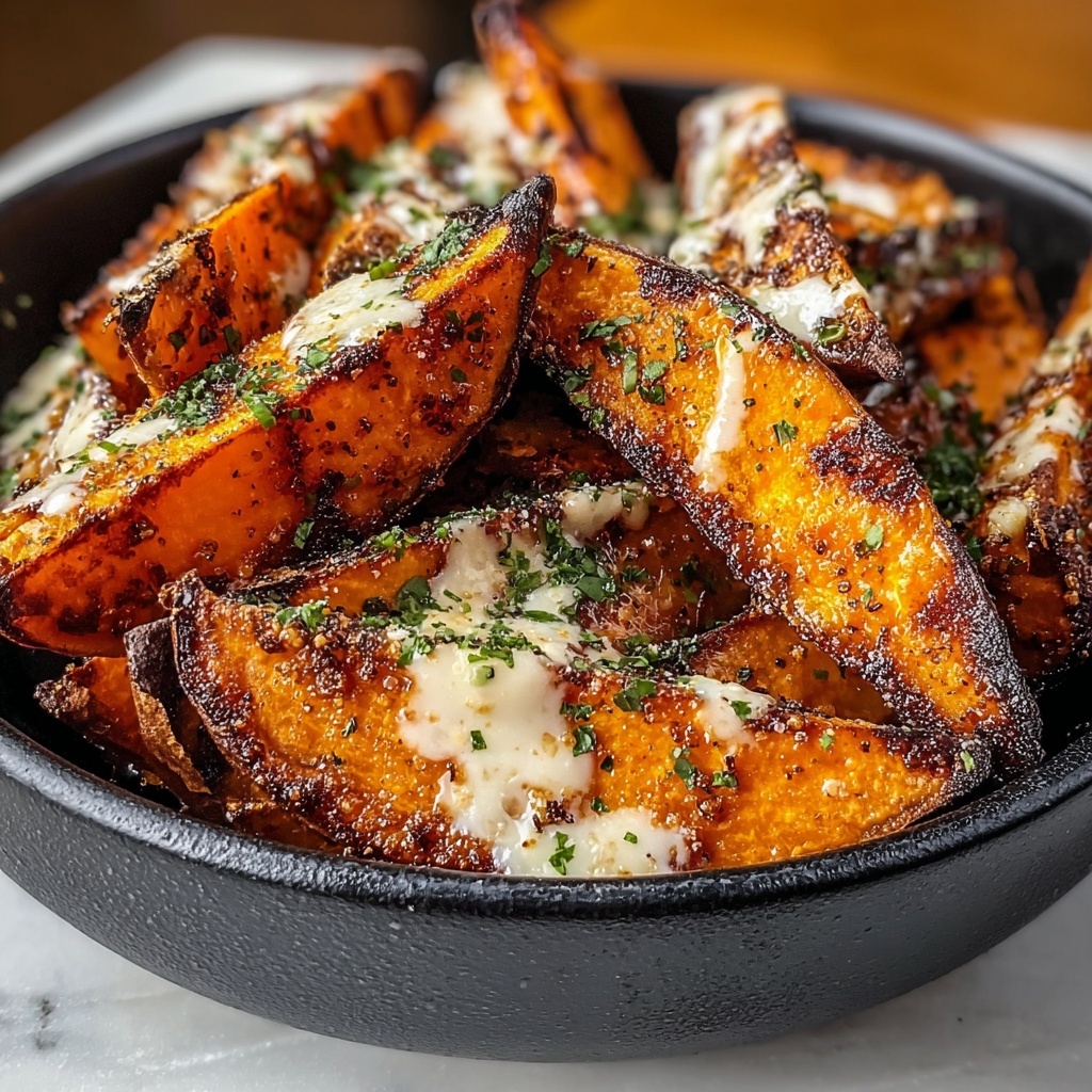 Savory Garlic and Parmesan Sweet Potato Wedges Recipe - Recipe Image