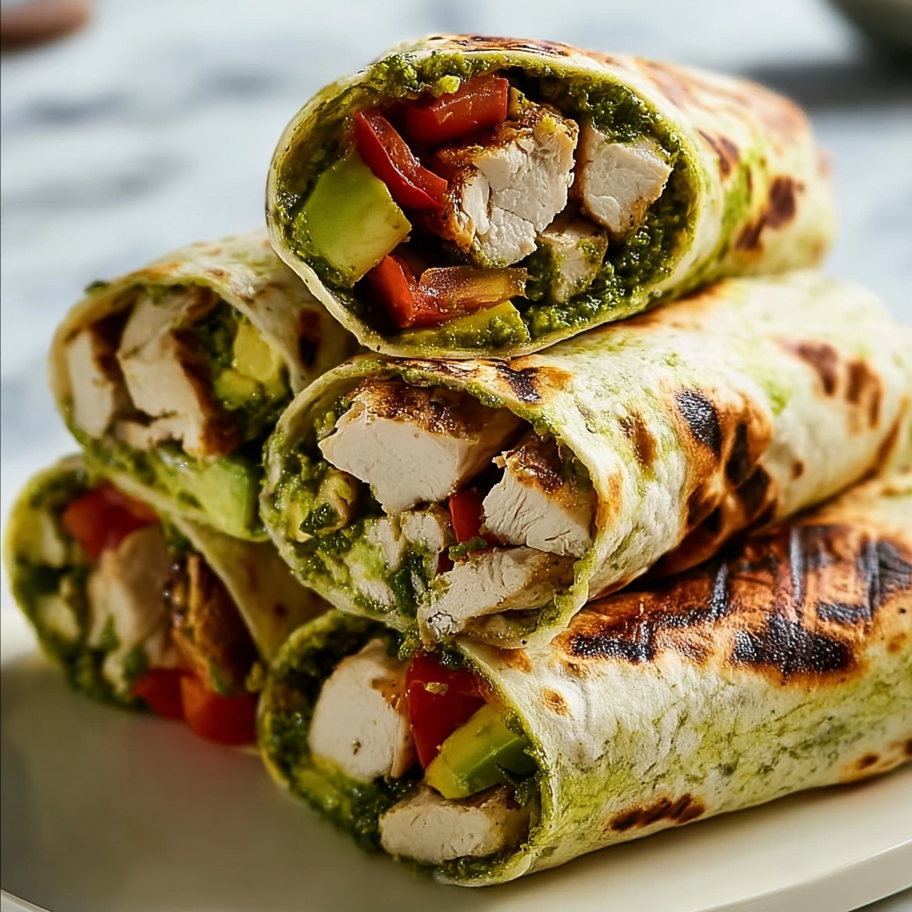 Pesto Chicken and Avocado Salad Wraps Recipe - Recipe Image