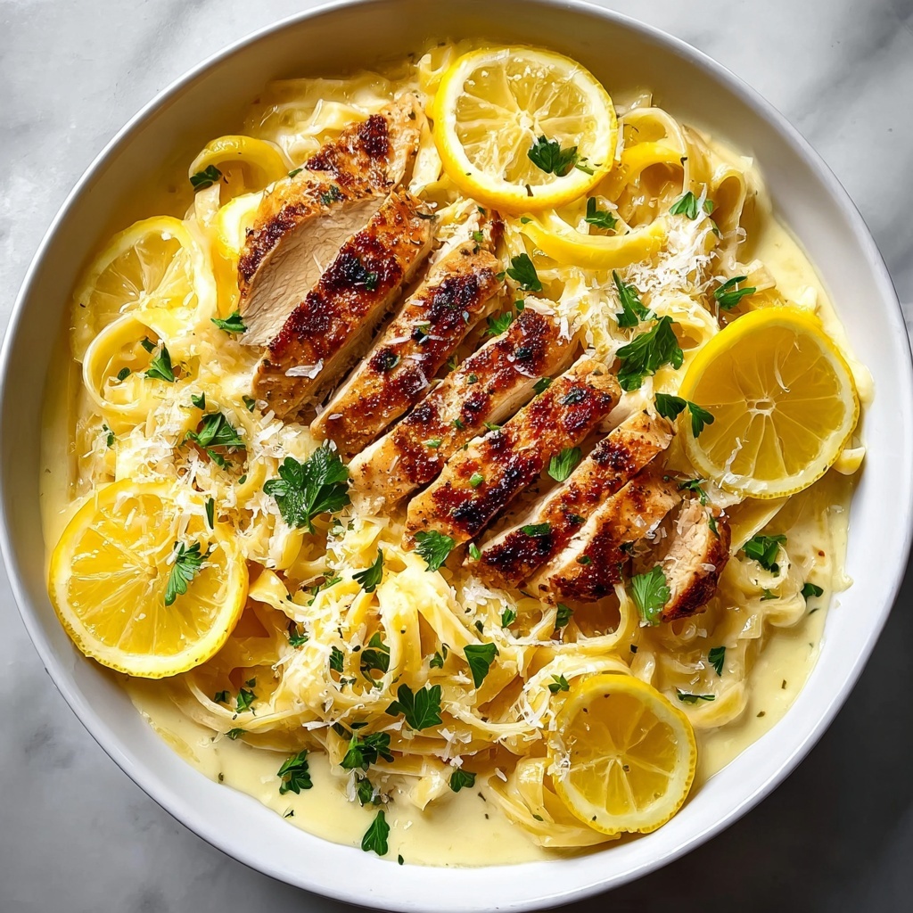 Lemon Chicken Pasta</s> Recipe – Recipe Image” class=”wp-image-17927″/></figure>
<h2>Ingredients You’ll Need</h2>
<p>Gathering the right ingredients is the first step toward creating this delightful Lemon Chicken Pasta</s> Recipe. Each component, from the creamy Parmesan to the fresh lemon zest, works together to build a perfect balance of flavor, texture, and color, making this dish as beautiful as it is delicious.</p><div class='hb-ad-inpage'><div class='hb-ad-inner'><div class='hbagency_cls hbagency_space_241611' id='hbagency_space_241611_2'></div></div></div>
<ul>
<li><strong>8 oz (225g) pasta of choice:</strong> Fettuccine or spaghetti work wonderfully to soak up that creamy sauce.</li>
<li><strong>2 boneless, skinless chicken breasts, sliced into strips:</strong> Ensure even cooking and juicy tenderness throughout.</li>
<li><strong>2 tablespoons olive oil:</strong> Adds a smooth base for cooking the chicken and garlic.</li>
<li><strong>1 teaspoon salt:</strong> Enhances all the natural flavors in the dish.</li>
<li><strong>1/2 teaspoon black pepper:</strong> Provides a subtle spicy kick that complements the lemon.</li>
<li><strong>1 teaspoon Italian seasoning:</strong> Brings a fragrant blend of herbs that elevates the chicken.</li>
<li><strong>3 cloves garlic, minced:</strong> Offers a savory aroma and depth of flavor.</li>
<li><strong>1 cup heavy cream:</strong> Creates a rich and silky sauce that coats every strand of pasta.</li>
<li><strong>1/2 cup chicken broth:</strong> Adds moisture and a gentle savory background.</li>
<li><strong>1/4 cup freshly squeezed lemon juice:</strong> The star of the dish, delivering bright and tangy freshness.</li>
<li><strong>Zest of 1 lemon:</strong> Infuses extra citrus punch and a vibrant hint of fragrance.</li>
<li><strong>1 cup grated Parmesan cheese:</strong> Melts into the sauce for a creamy, cheesy finish.</li>
<li><strong>2 tablespoons butter:</strong> Enriches the sauce with smoothness and a glossy sheen.</li>
<li><strong>Fresh parsley, chopped:</strong> Adds a pop of green and herbal brightness as garnish.</li>
<li><strong>Lemon slices:</strong> Perfect for an inviting, colorful presentation when serving.</li>
</ul>
<h2>How to Make Lemon Chicken Pasta</h2>
<h3>Step 1: Cook the Pasta</h3>
<p>Start by bringing a large pot of salted water to a rolling boil. Cook your chosen pasta according to package instructions until it is al dente — firm to the bite but tender enough to soak up the luscious sauce later on. Once cooked, drain the pasta thoroughly and set it aside so it’s ready to join the creamy sauce.</p><div class='code-block code-block-2' style='margin: 8px 0; clear: both;'>
<div class=