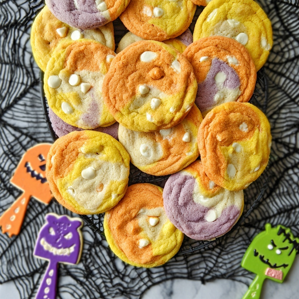 Candy Corn White Chocolate Chip Cookies Recipe - Recipe Image