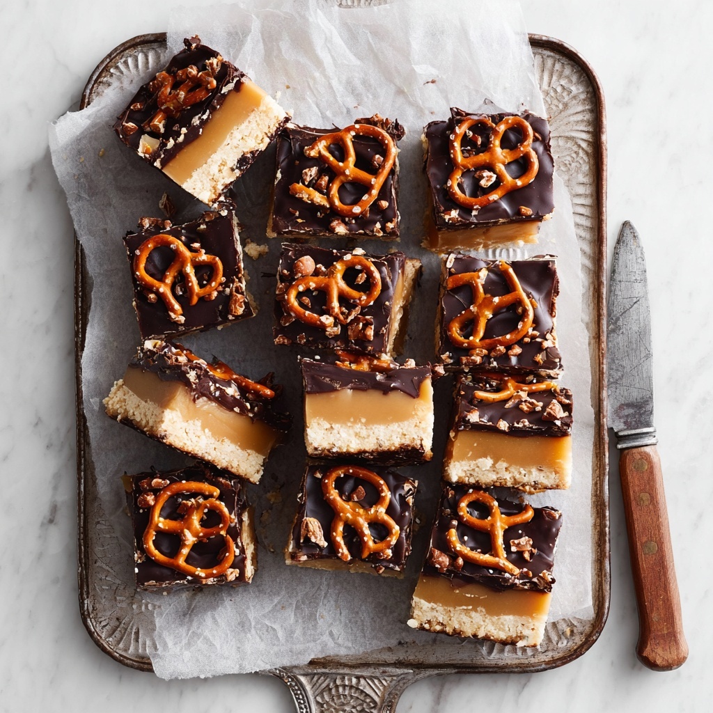 Chocolate Caramel Pretzel Bars Recipe - Recipe Image