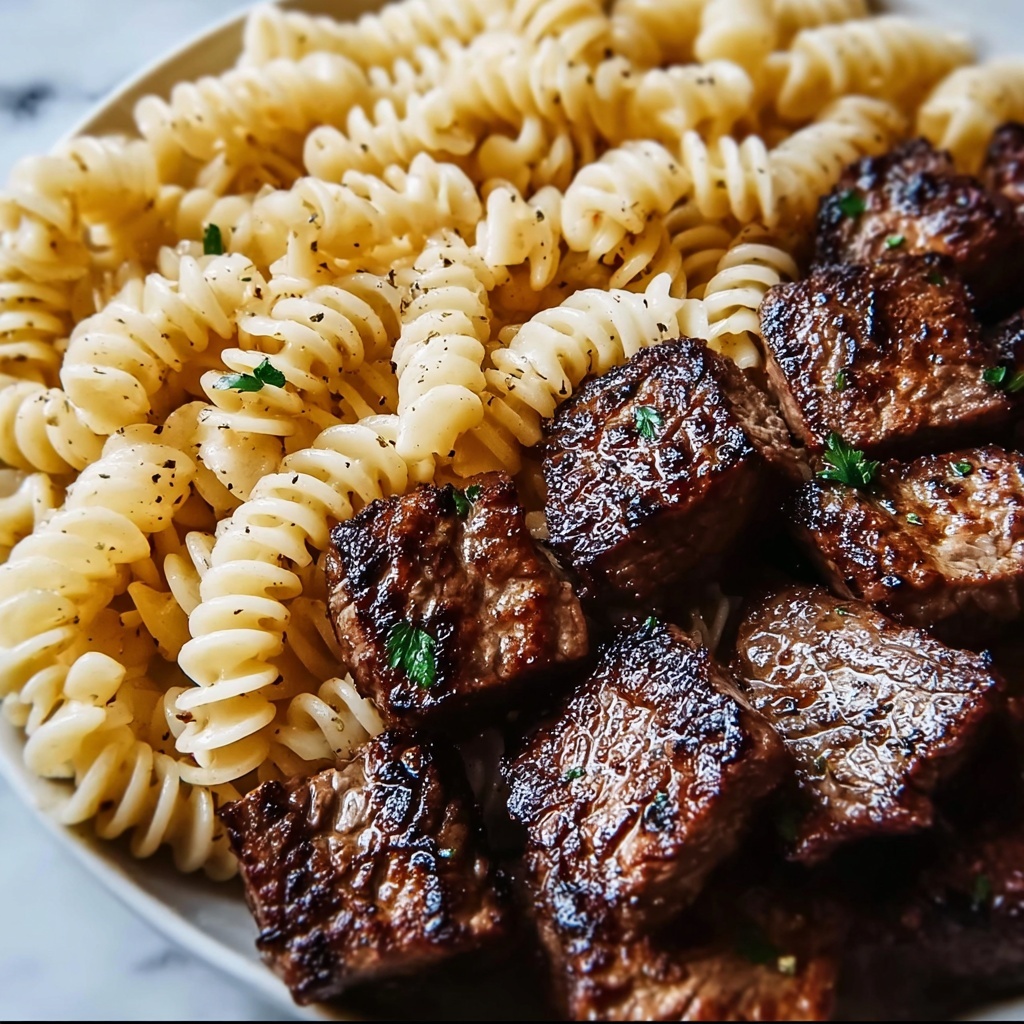 Sizzling Garlic Butter Steak Bites & Creamy Pepper Jack Pasta Recipe - Recipe Image