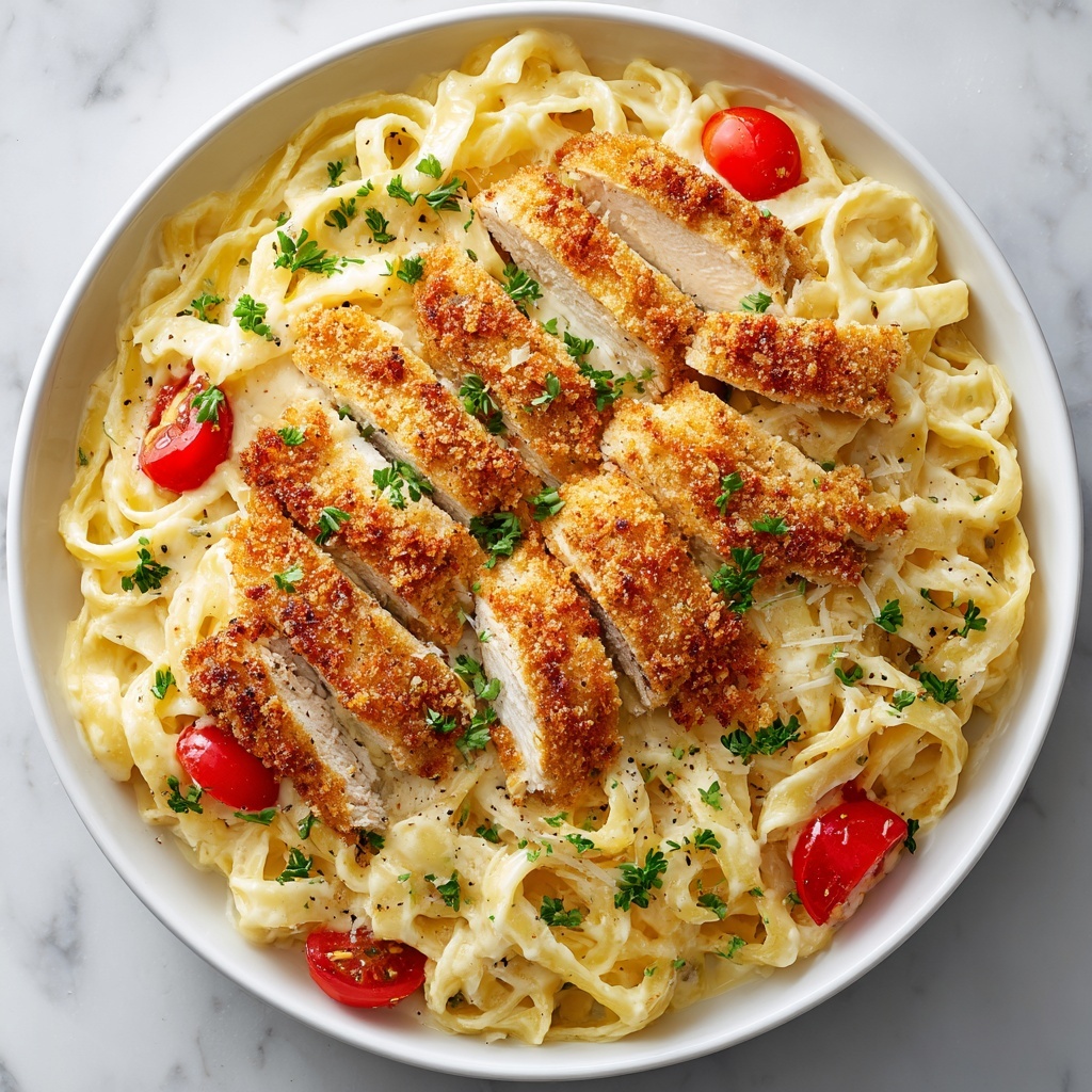 Crispy Chicken Fettuccine Alfredo Recipe - Recipe Image