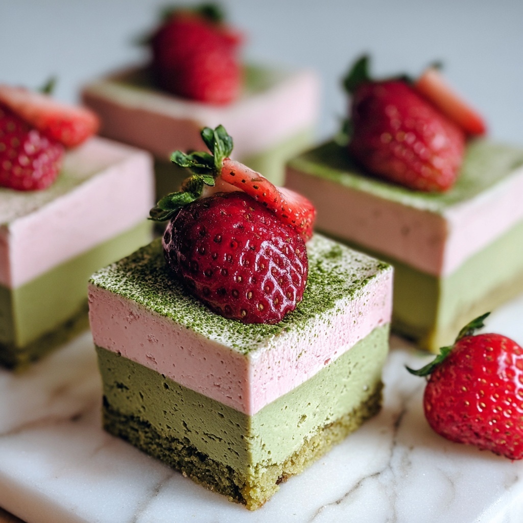 Matcha Strawberry Cream Bars Recipe - Recipe Image