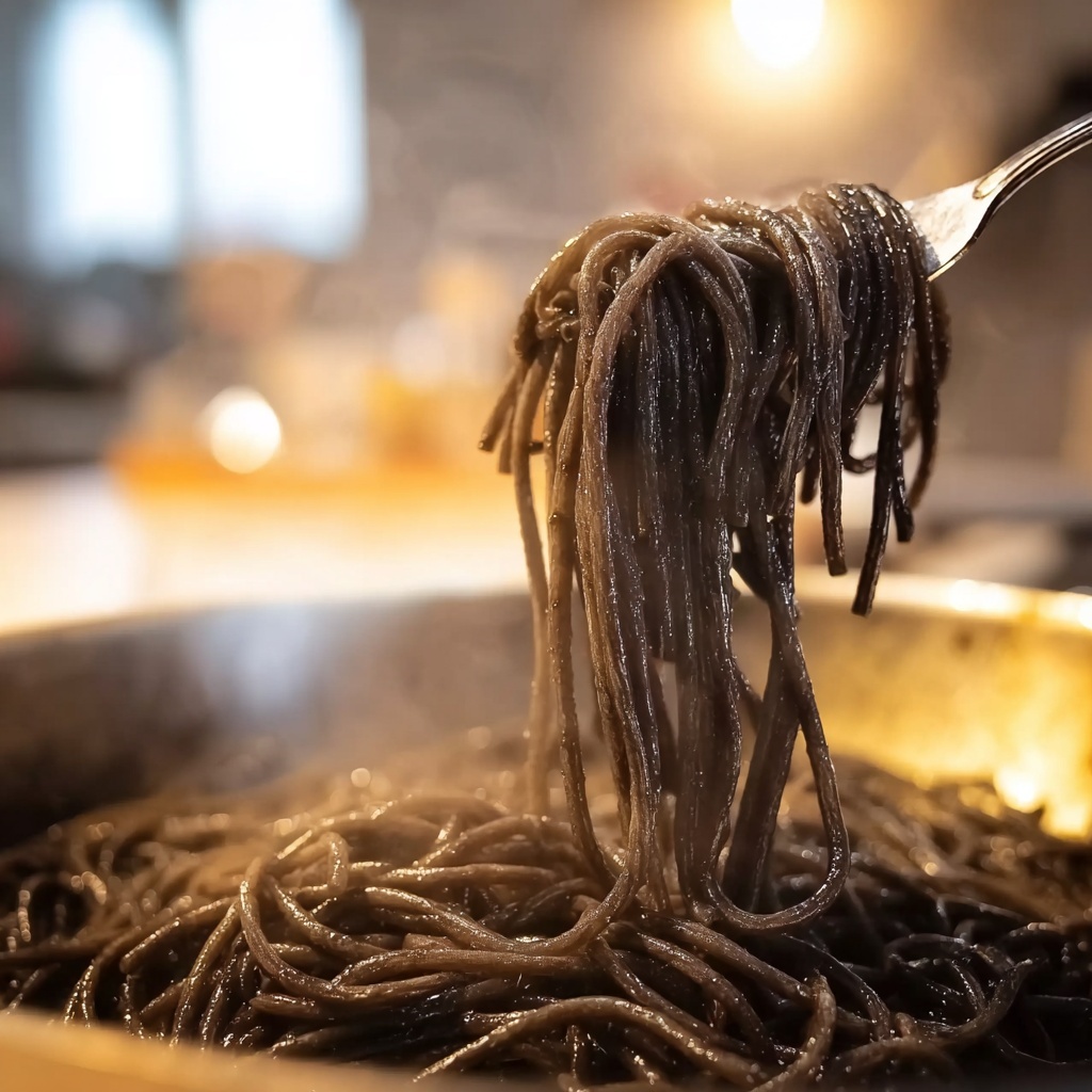 Witches Hair Pasta (Squid Ink Pasta) Recipe - Recipe Image