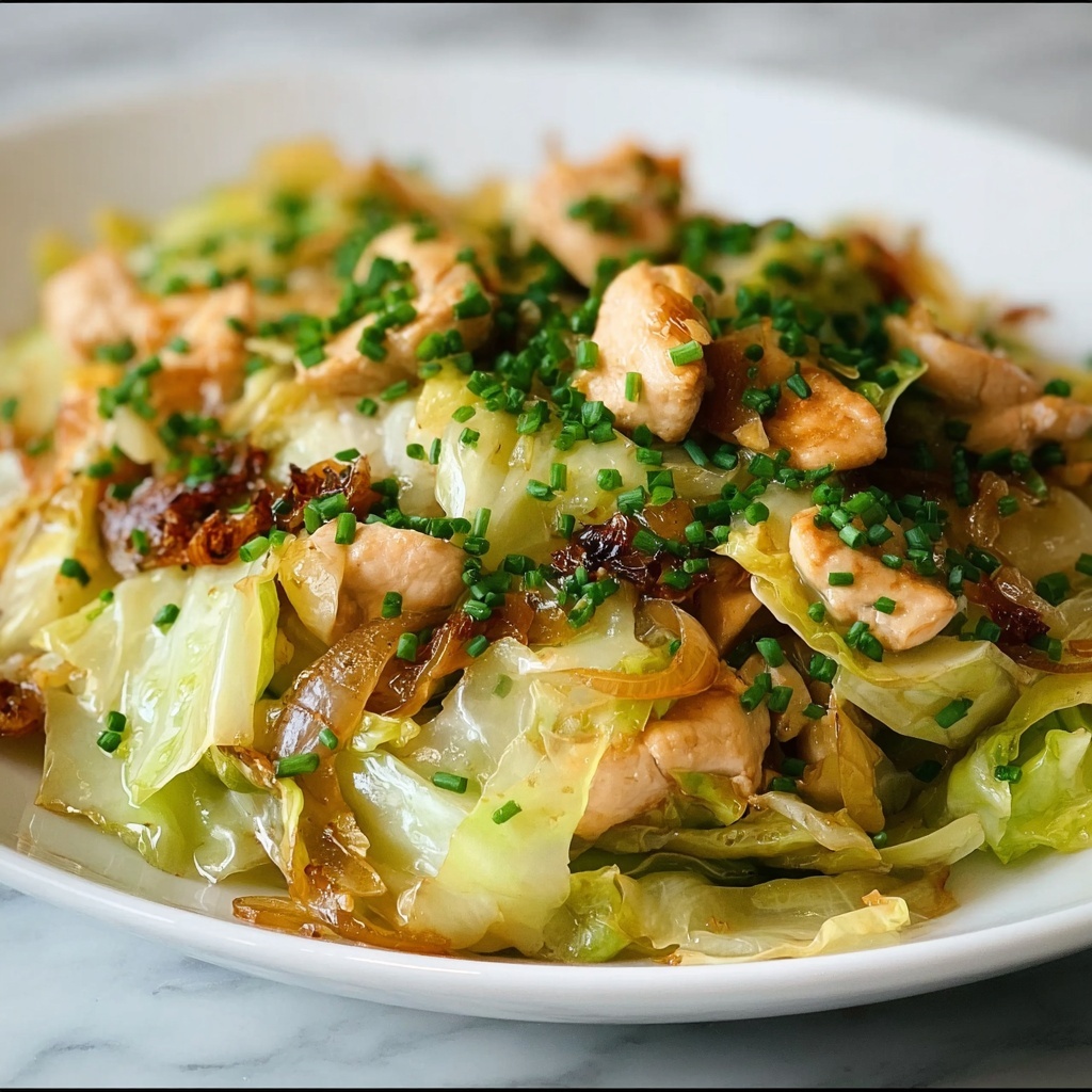Easy Sautéed Garlic Cabbage with Tender Chicken Recipe - Recipe Image