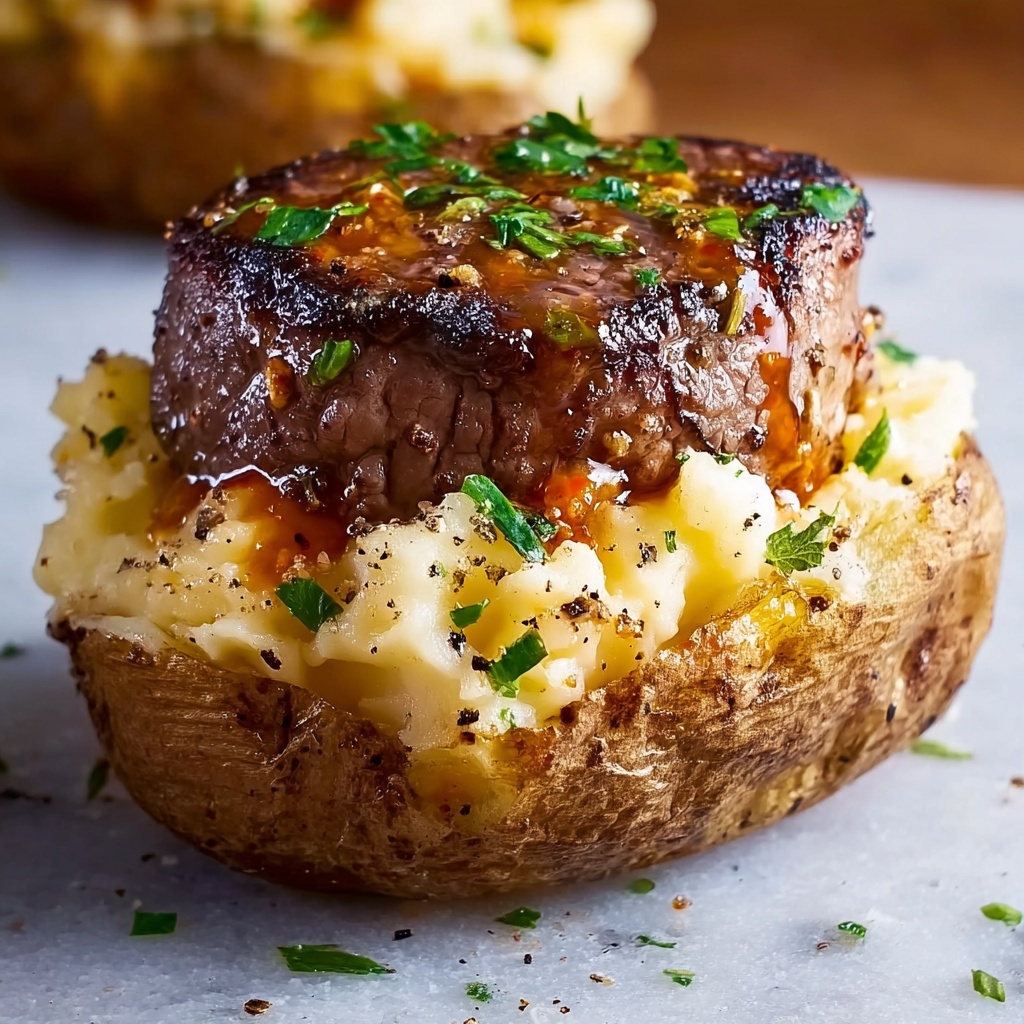 Hearty Steak Bites on Loaded Baked Potatoes Recipe - Recipe Image