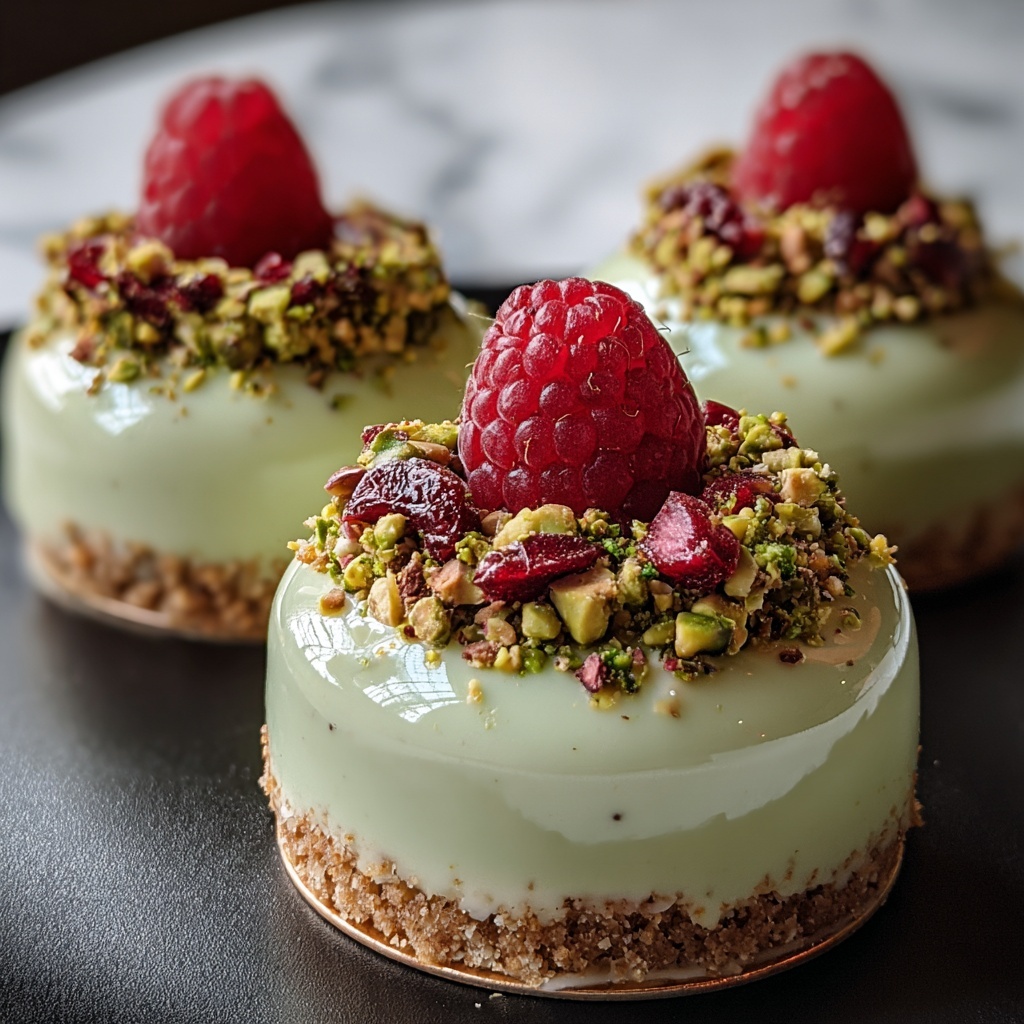 Pistachio & Raspberry Cheesecake Domes Recipe - Recipe Image
