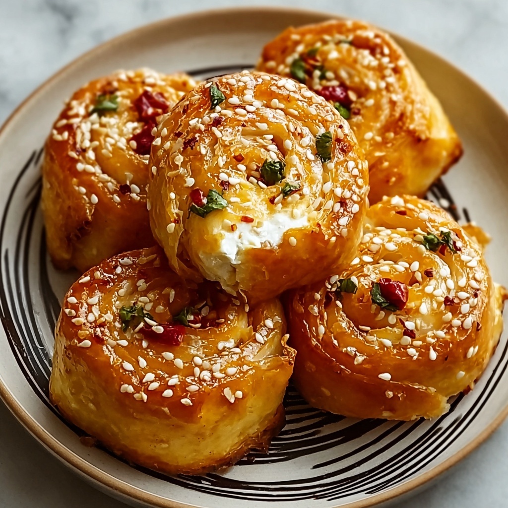 Oven Fried Feta Rolls with Chili Honey Recipe - Recipe Image