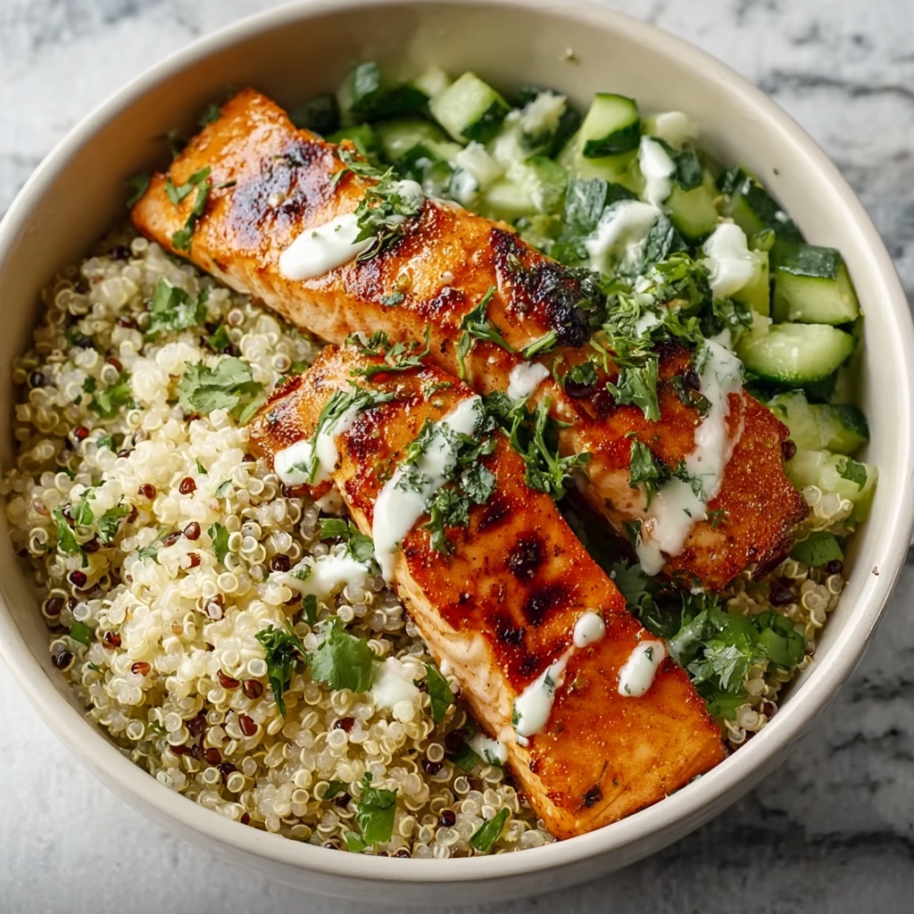 Honey Harissa Salmon Quinoa Bowls Recipe - Recipe Image
