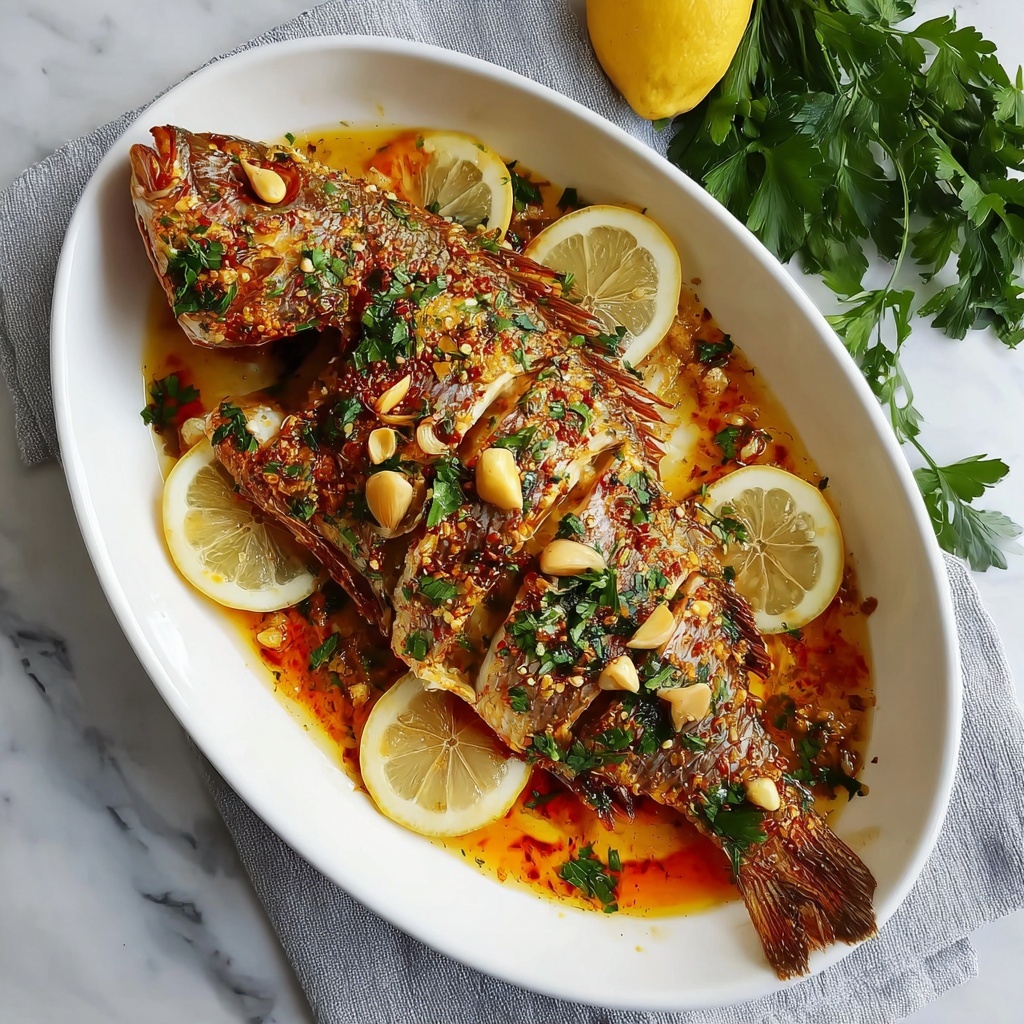 Baked Red Snapper with Garlic and Herbs Recipe - Recipe Image