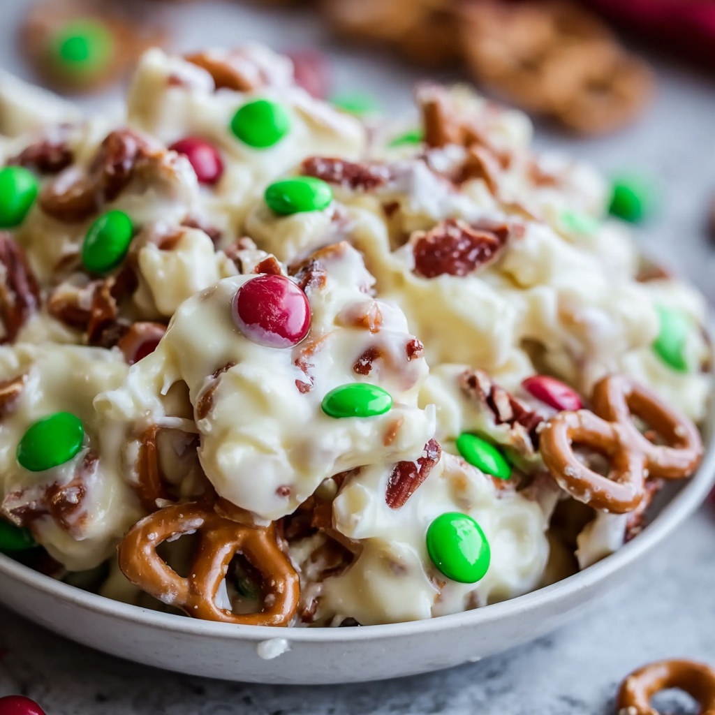 White Chocolate Pretzel Crockpot Christmas Candy Recipe - Recipe Image