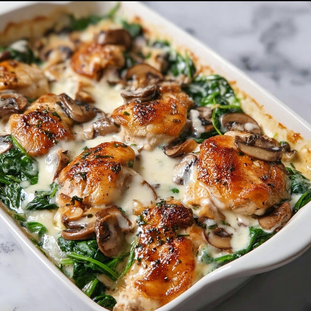 Chicken, Spinach, and Mushroom Low-Carb Oven Dish Recipe - Recipe Image