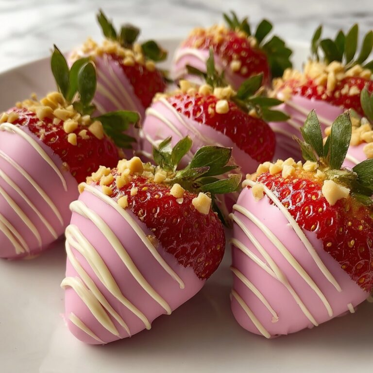 Pink Chocolate Strawberries with White Chocolate Drizzle Recipe