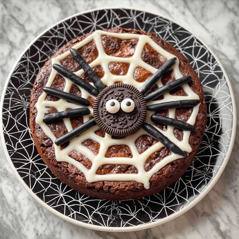 Spiderweb Brownies with Candy Eyeballs and Licorice Legs Recipe