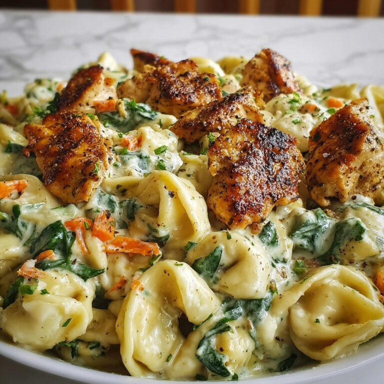 Cheesy Garlic Parmesan Chicken Tortellini with Spinach in Creamy Sauce Recipe