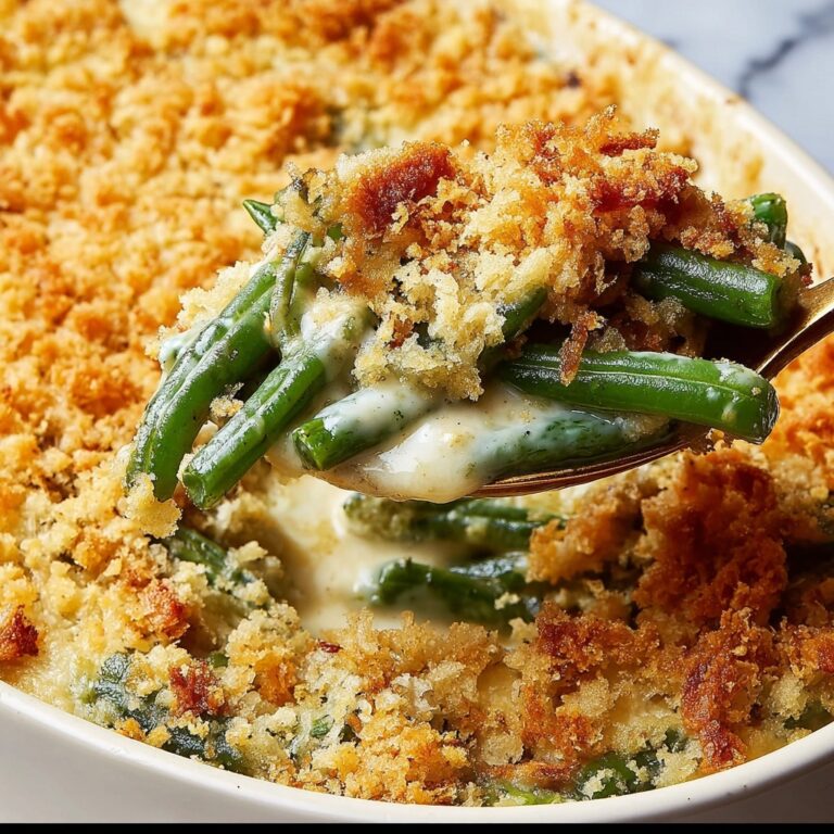 Creamy Green Bean Casserole with Mushrooms and Parmesan Recipe