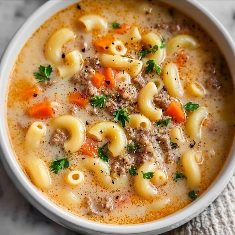 One-Pot Macaroni Cheeseburger Soup Recipe