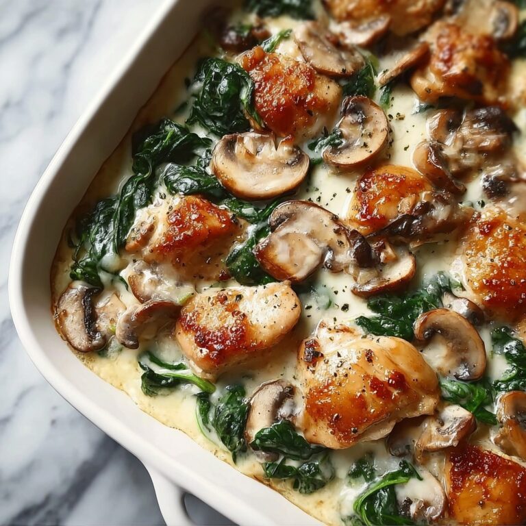 Chicken, Spinach, and Mushroom Low-Carb Oven Dish Recipe