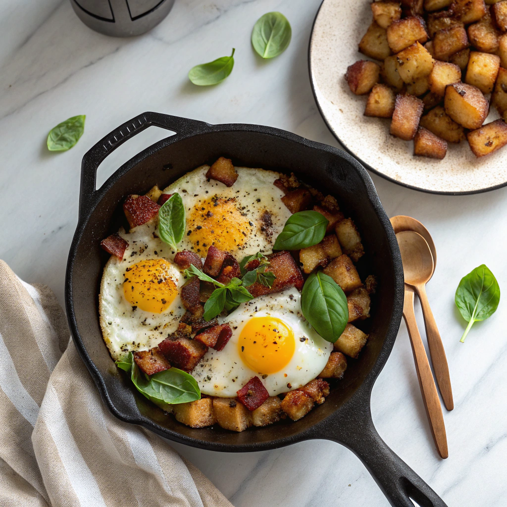 Potato Egg Scramble with Bell Peppers and Cheese Recipe - Recipe Image