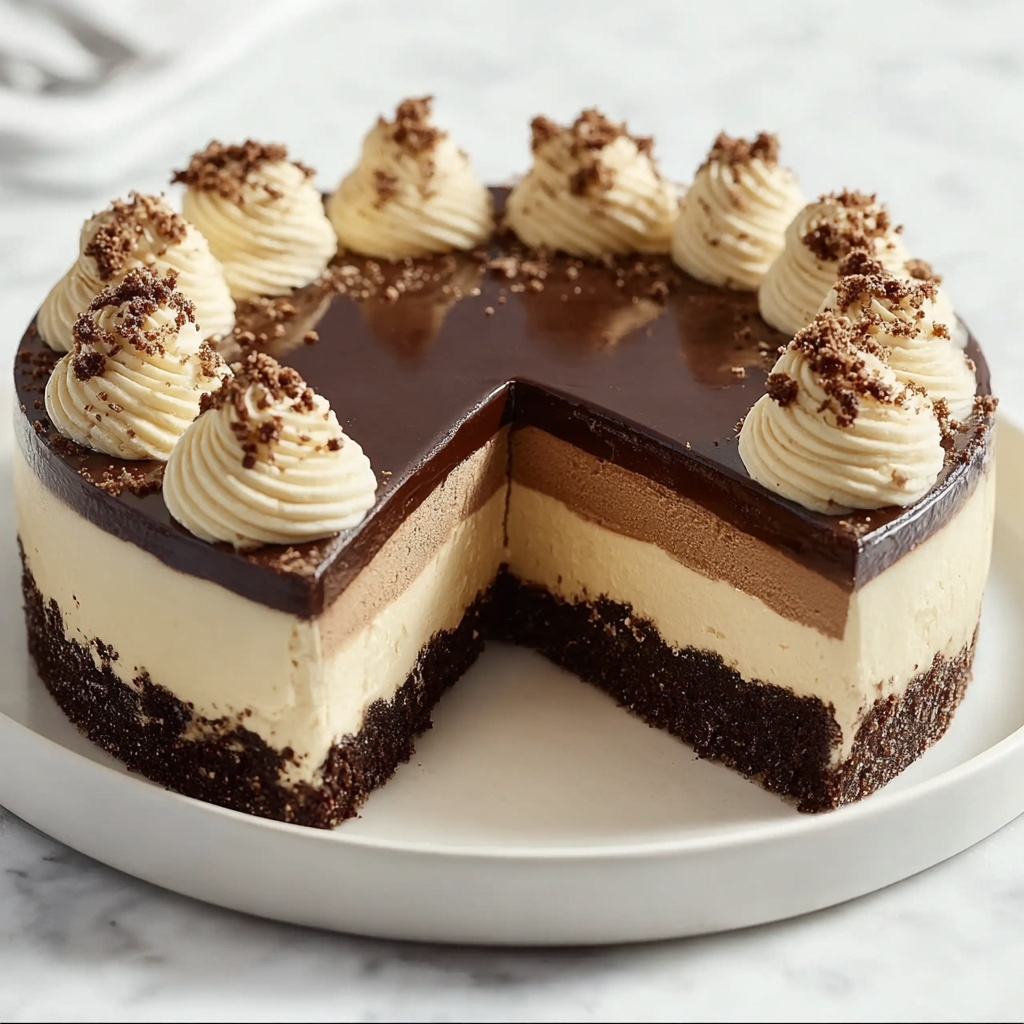 No-Bake Chocolate Peanut Butter Cheesecake Recipe - Recipe Image