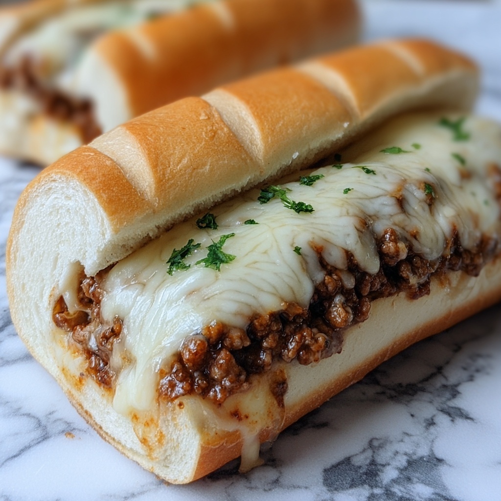 Cheesy Garlic Bread Sloppy Joes Recipe - Recipe Image